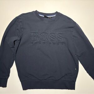 Boss Men's Dark Blue Crewneck Sweater
